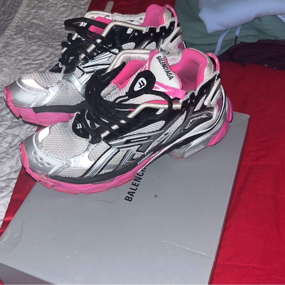 Balenciaga Kids' Silver and Pink Sneakers